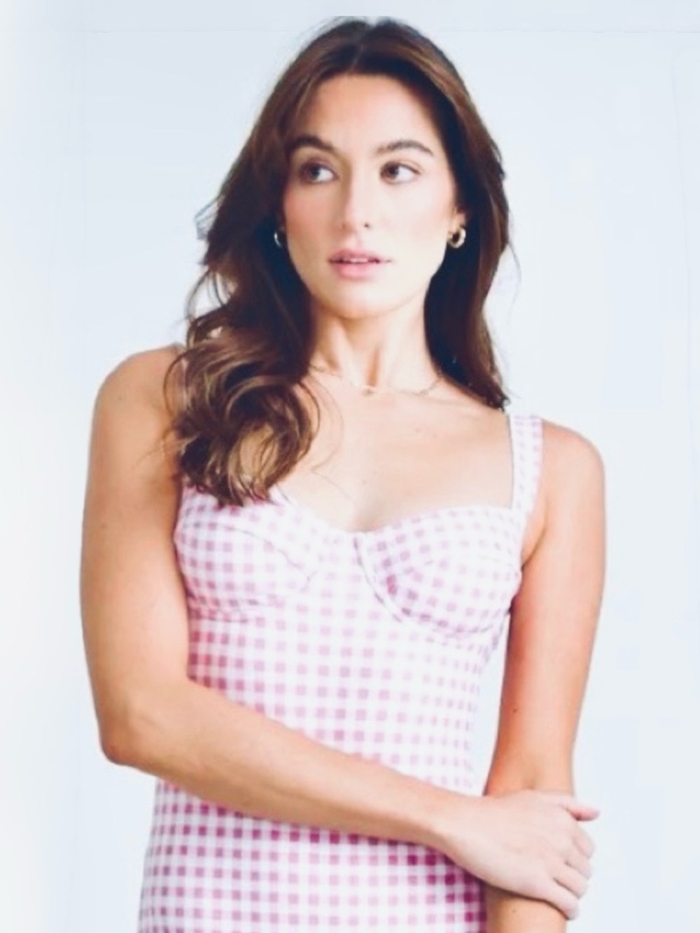 ABERCROMBIE & FITCH Pink Gingham Sweetheart Neckline OnePiece Swimsuit Sz XL NWT - Picture 2 of 11